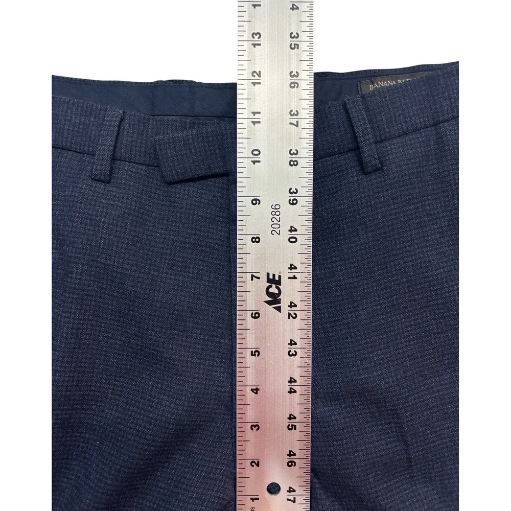 Banana Republic 33x34 Navy Blue Houndstooth Flannel Wool Pants Trousers Slim Fit